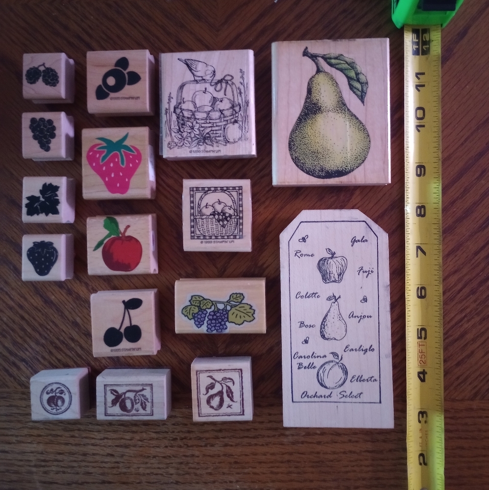 Fruit themed Wooden rubber stamps